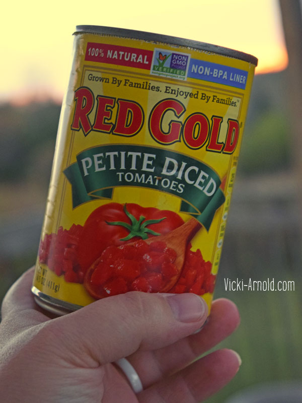 Red Gold petite diced tomatoes - ingredient in beef and bean dip recipe.